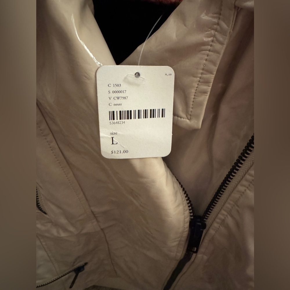 Women's CHASER Moto Jacket, Size Large Beige Tan Pleather NWT Zippers - Picture 3 of 6